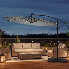 Load image into Gallery viewer, Outdoor 32 LED Lighted Patio Umbrella with Crank Lift System with Base
