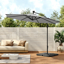 Load image into Gallery viewer, Outdoor 32 LED Lighted Patio Umbrella with Crank Lift System with Base
