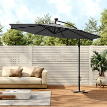Load image into Gallery viewer, Outdoor 32 LED Lighted Patio Umbrella with Crank Lift System with Base
