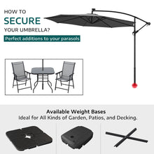 Load image into Gallery viewer, Black 3m Iron Banana Umbrella Cantilever Garden Parasols with LED Lights Parasols &amp; Rain Umbrellas Living and Home 
