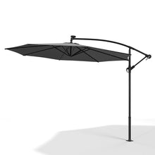 Load image into Gallery viewer, Black 3m Iron Banana Umbrella Cantilever Garden Parasols with LED Lights Parasols &amp; Rain Umbrellas Living and Home 
