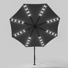 Load image into Gallery viewer, Black 3m Iron Banana Umbrella Cantilever Garden Parasols with LED Lights Parasols &amp; Rain Umbrellas Living and Home 
