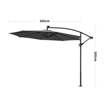 Load image into Gallery viewer, Black 3m Iron Banana Umbrella Cantilever Garden Parasols with LED Lights Parasols &amp; Rain Umbrellas Living and Home 
