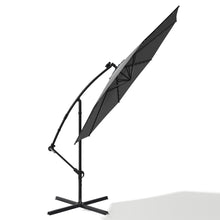 Load image into Gallery viewer, Black 3m Iron Banana Umbrella Cantilever Garden Parasols with LED Lights Parasols &amp; Rain Umbrellas Living and Home 
