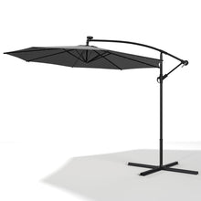 Load image into Gallery viewer, Black 3m Iron Banana Umbrella Cantilever Garden Parasols with LED Lights Parasols &amp; Rain Umbrellas Living and Home 

