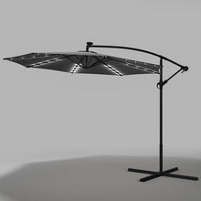 Load image into Gallery viewer, Black 3m Iron Banana Umbrella Cantilever Garden Parasols with LED Lights Parasols &amp; Rain Umbrellas Living and Home 
