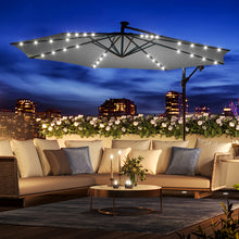 Load image into Gallery viewer, Black 3m Iron Banana Umbrella Cantilever Garden Parasols with LED Lights Parasols &amp; Rain Umbrellas Living and Home 
