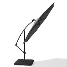 Load image into Gallery viewer, Black 3m Iron Banana Umbrella Cantilever Garden Parasols with LED Lights Parasols &amp; Rain Umbrellas Living and Home 
