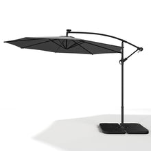 Load image into Gallery viewer, Black 3m Iron Banana Umbrella Cantilever Garden Parasols with LED Lights Parasols &amp; Rain Umbrellas Living and Home 
