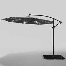 Load image into Gallery viewer, Black 3m Iron Banana Umbrella Cantilever Garden Parasols with LED Lights Parasols &amp; Rain Umbrellas Living and Home 
