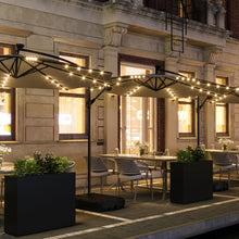 Load image into Gallery viewer, Black 3m Iron Banana Umbrella Cantilever Garden Parasols with LED Lights Parasols &amp; Rain Umbrellas Living and Home 
