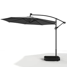 Load image into Gallery viewer, Black 3m Iron Banana Umbrella Cantilever Garden Parasols with LED Lights Parasols &amp; Rain Umbrellas Living and Home 
