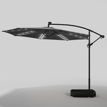 Load image into Gallery viewer, Black 3m Iron Banana Umbrella Cantilever Garden Parasols with LED Lights Parasols &amp; Rain Umbrellas Living and Home 
