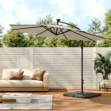 Load image into Gallery viewer, Outdoor 32 LED Lighted Patio Umbrella with Crank Lift System with Base
