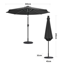 Load image into Gallery viewer, Large Solar Powered LED Patio Umbrella for Outdoor Garden Patio with Base
