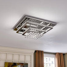 Load image into Gallery viewer, Double Layer Chrome Finished Square LED Ceiling Light with Luxury Crystal Ball Drops Ceiling Lights Living and Home 
