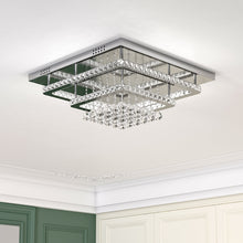 Load image into Gallery viewer, Double Layer Chrome Finished Square LED Ceiling Light with Luxury Crystal Ball Drops Ceiling Lights Living and Home 
