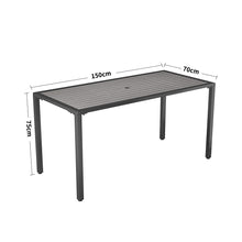 Load image into Gallery viewer, 150cm Rectangular Outdoor Dining Table with Parasol Hole Grey
