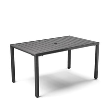 Load image into Gallery viewer, 150cm Wood Effect Garden Dining Table with Parasol Hole Grey
