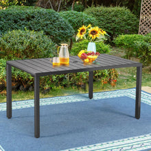 Load image into Gallery viewer, 150cm Wood Effect Garden Dining Table with Parasol Hole Grey
