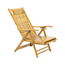 Load image into Gallery viewer, Foldable Bamboo Recliner Lounge Chair with Retractable Footrest Sun Loungers Living and Home 
