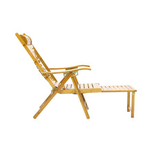 Load image into Gallery viewer, Foldable Bamboo Recliner Lounge Chair with Retractable Footrest Sun Loungers Living and Home 
