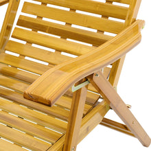 Load image into Gallery viewer, Foldable Bamboo Recliner Lounge Chair with Retractable Footrest Sun Loungers Living and Home 
