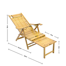 Load image into Gallery viewer, Foldable Bamboo Recliner Lounge Chair with Retractable Footrest Sun Loungers Living and Home 
