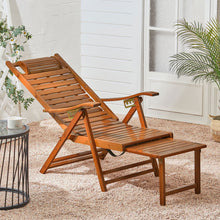 Load image into Gallery viewer, Bamboo Foldable Recliner Lounge Chair with Retractable Footrest
