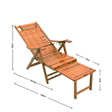 Load image into Gallery viewer, Bamboo Foldable Recliner Lounge Chair with Retractable Footrest
