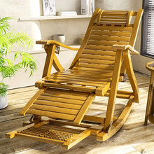 Load image into Gallery viewer, Bamboo Rocking Chair Foldable Recliner Sun Loungers Living and Home Natural 
