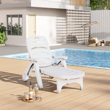 Load image into Gallery viewer, Outdoor Plastic Foldable Garden Poolside Lounger Recliner with Wheels
