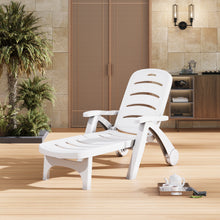 Load image into Gallery viewer, Outdoor Plastic Foldable Garden Poolside Lounger Recliner with Wheels
