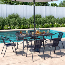 Load image into Gallery viewer, Garden Tempered Glass Rectangle Table with Set of 6 PE Rattan Chairs, LG1253LG0915
