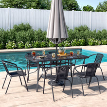 Load image into Gallery viewer, Garden Tempered Glass Rectangle Table with Set of 6 PE Rattan Chairs, LG1253LG0915
