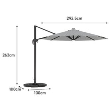 Load image into Gallery viewer, Round Cantilever Parasol with Solar Light and HDPE Parasol Base, LG1270LG0884
