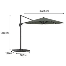 Load image into Gallery viewer, Round Cantilever Parasol with Solar Light and HDPE Parasol Base
