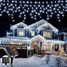 Load image into Gallery viewer, Solar-Powered LED Icicle String Lights with Remote Control
