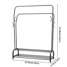 Load image into Gallery viewer, Double-Rod Metal Clothes Rack with Hooks
