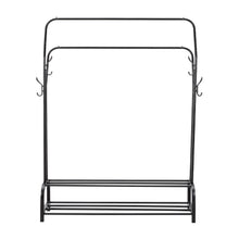 Load image into Gallery viewer, Double-Rod Metal Clothes Rack with Hooks
