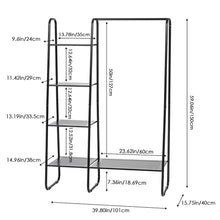 Load image into Gallery viewer, Freestanding Garment Rack in Black Metal with 1 Hanging Rod and 4 Shelves
