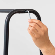 Load image into Gallery viewer, Freestanding Garment Rack in Black Metal with 1 Hanging Rod and 4 Shelves
