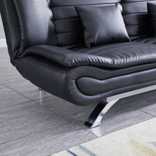 Load image into Gallery viewer, 190cm Wide Sofa Bed Black Shell 3 Seater Recliner PU Faux Leather Sofa Beds Living and Home 
