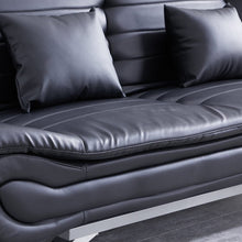 Load image into Gallery viewer, 190cm Wide Sofa Bed Black Shell 3 Seater Recliner PU Faux Leather Sofa Beds Living and Home 
