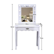 Load image into Gallery viewer, 4 Drawers Dressing Table with Lighted Mirror &amp; Stool Set
