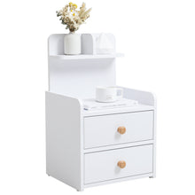 Load image into Gallery viewer, Wooden 2-Drawers Bedside Table Nightstand with a Shelf
