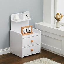 Load image into Gallery viewer, Wooden 2-Drawers Bedside Table Nightstand with a Shelf
