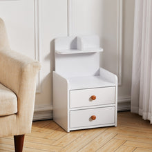Load image into Gallery viewer, Wooden 2-Drawers Bedside Table Nightstand with a Shelf
