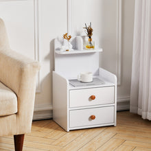 Load image into Gallery viewer, Wooden 2-Drawers Bedside Table Nightstand with a Shelf
