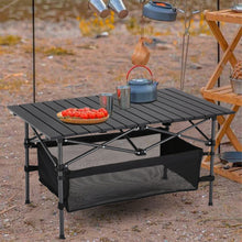 Load image into Gallery viewer, Aluminum Roll-Top Folding Camping Table with Mesh Shelf
